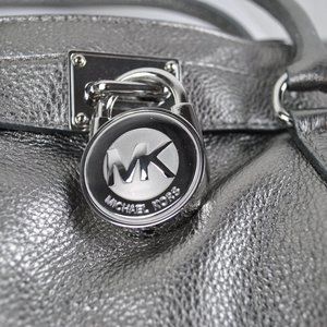 NWT Michael Kors Gunmetal Silver Metallic Hamilton Bag